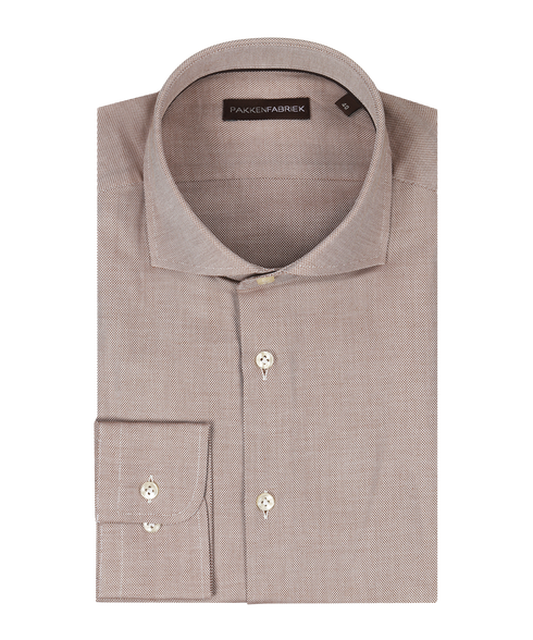 Royal light brown oxford overhemd met wide spread kraag