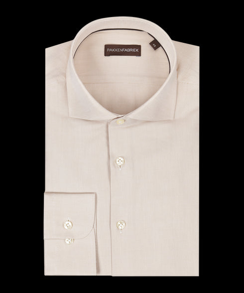 Royal sand oxford overhemd met wide spread kraag