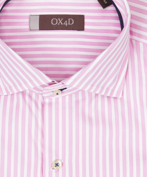 Gestreept roze/wit poplin overhemd