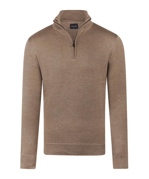 Coffee half-zip met geribde boorden