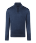 Indigo half-zip met geribde boorden