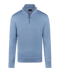 Lichtblauwe half-zip met geribde boorden