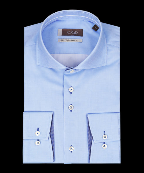 Lichtblauw royal twill overhemd