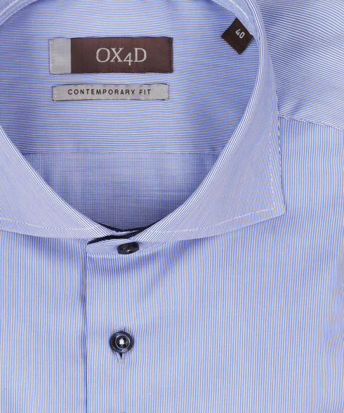 Fijn blauw pinstipe overhemd