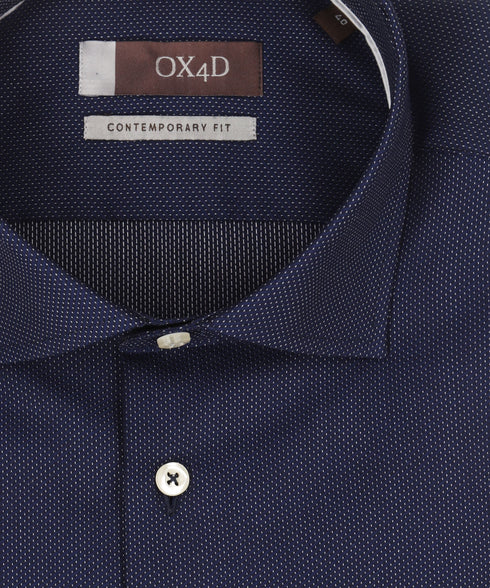 Donkerblauw overhemd met witte stippen