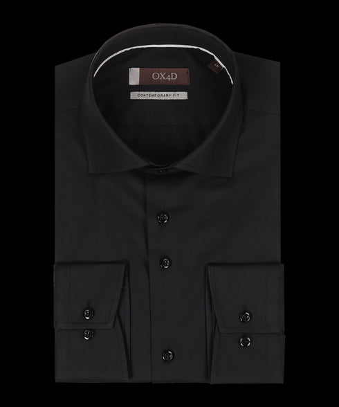 Zwart royal poplin overhemd