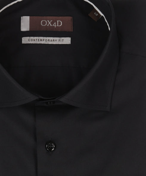 Zwart royal poplin overhemd