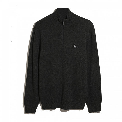 Antraciet halflange zip van lamswol van Original Penguin