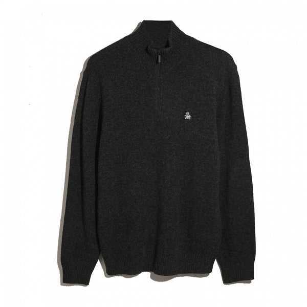 Antraciet halflange zip van lamswol van Original Penguin