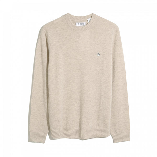 Beige pullover met ronde hals van lamswol van Original Penguin