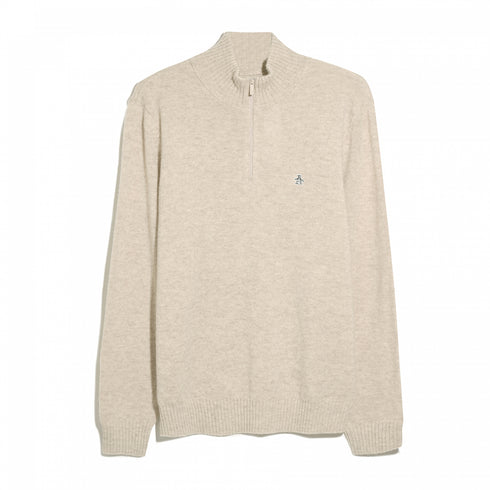 Beige halflange zip van lamswol van Original Penguin
