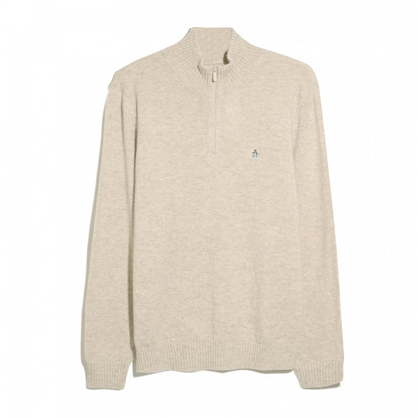 Beige halflange zip van lamswol van Original Penguin