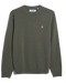 Olive pullover met ronde hals van lamswol