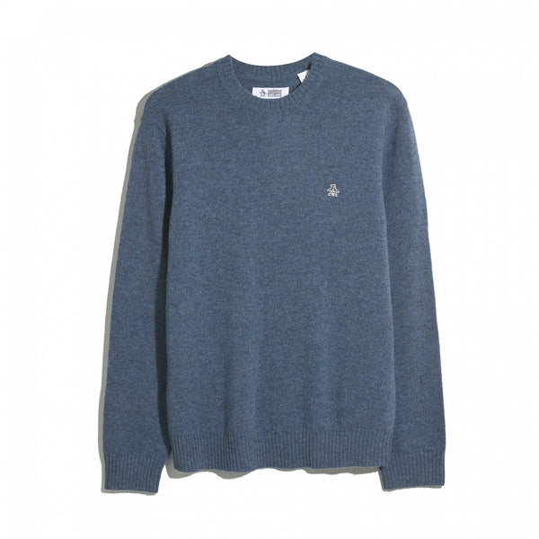 Indigo pullover met ronde hals van lamswol van Original Penguin