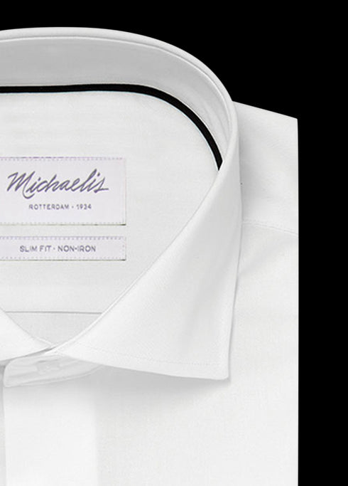 Uni wit fine twill overhemd (Extra lange mouwen)