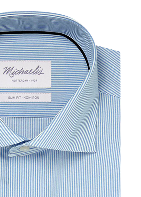 Blauw wit gestreept katoenen overhemd