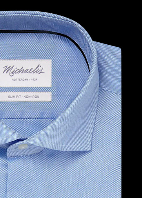 Uni Blauw Oxford katoenen overhemd