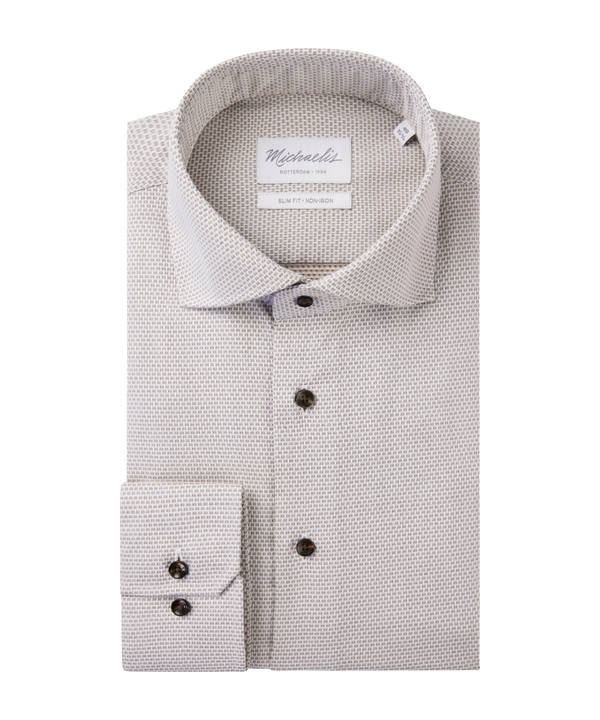 Bruin blokjes-overhemd met zwarte knopen