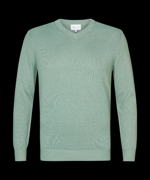 Mintgroene trui met v-hals
