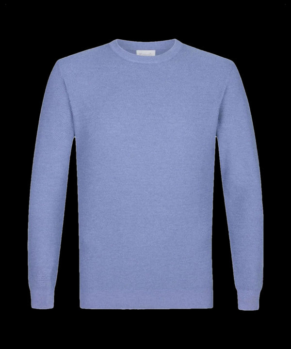 IJsblauwe trui met ronde hals en structuur
