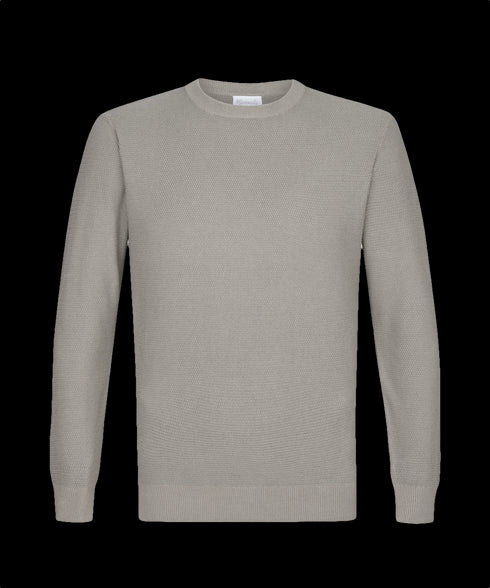 Steengrijze trui met ronde hals en structuur