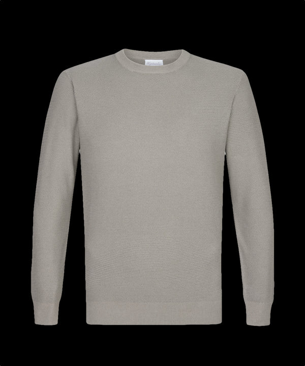 Steengrijze trui met ronde hals en structuur