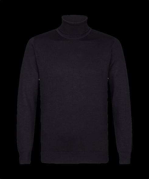 Zwarte coltrui met geribde boord