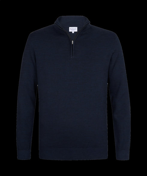 Nachtblauwe pullover met halflange rits