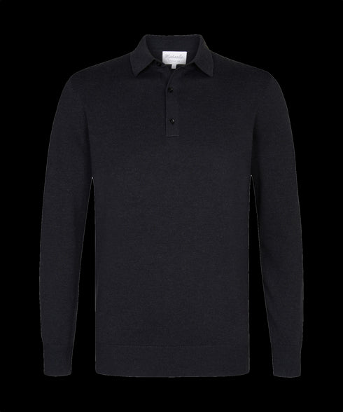 Zwarte polo met lange mouwen