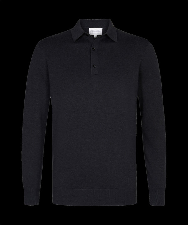 Zwarte polo met lange mouwen