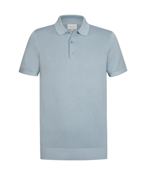 IJsblauwe polo met korte mouw