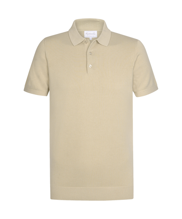 Woestijnbeige polo met korte mouw