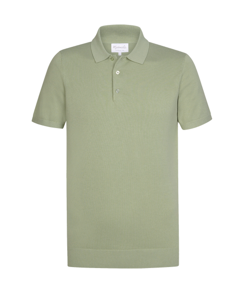 Saliegroene polo met korte mouw