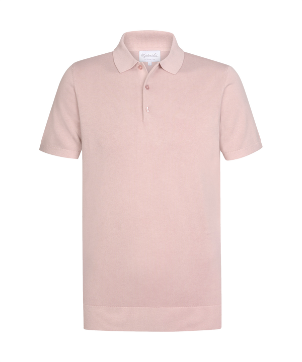 Oudroze polo met korte mouw