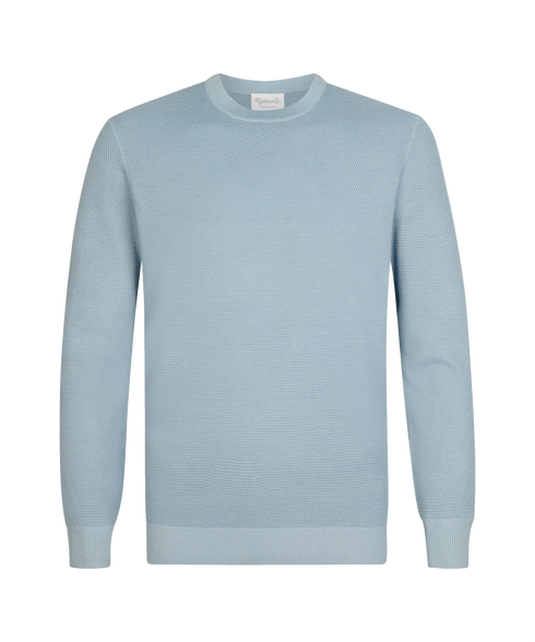 Nevelblauwe trui met ronde hals en structuur