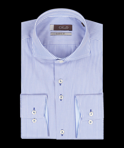 Blauw-wit gestreept overhemd (Extra lange mouwen)