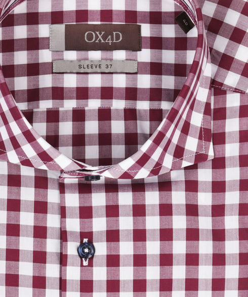 Bordeaux rode casual geruit overhemd (Extra lange mouwen)