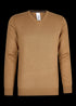 Camelbruine katoenen pullover met V-hals