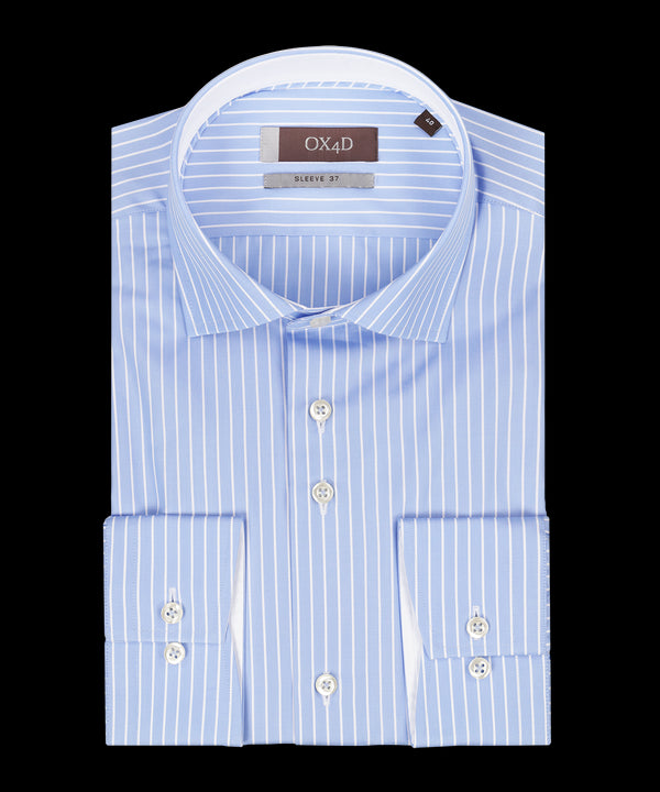 Blauw overhemd met witte strepen (Extra lange mouwen)