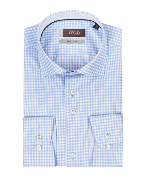 Royal blauw geruit overhemd (Extra lange mouwen)