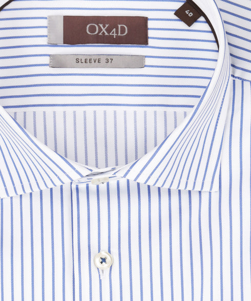 Wit overhemd met blauwe strepen (Extra lange mouwen)