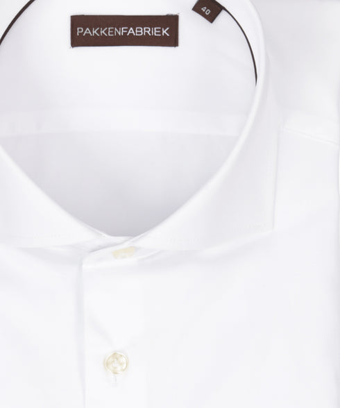 Twill wit overhemd met wide spread kraag